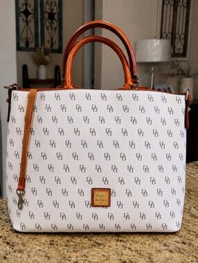 Dooney and Bourke Gretta Brenna Satchel/Crossbody Purse in Bone Color Size Large